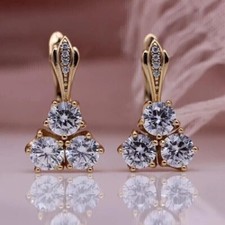 Round Cut Simulated Diamond Stunning Drop Dangle Earring 14K Yellow Gold Plated picture