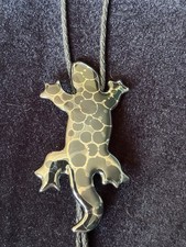 Signed Tony Aloreda Lizard Gecko Bolo Tie Braided Cord Western Novelty Jewelry picture