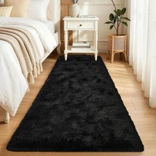 2x6 Black Fluffy Soft Runner Rug NonSlip for Bedroom Dorm Hallway picture