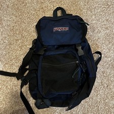 JanSport Blue 19in Backpack Made In USA Mens Waist Belt Hiking Daypack Vintage picture