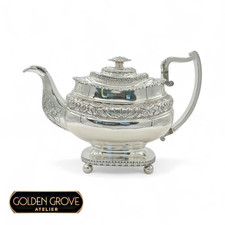 Stunning 1821 Georgian Repousse Sterling Silver Teapot William Bateman I. 1,004g picture