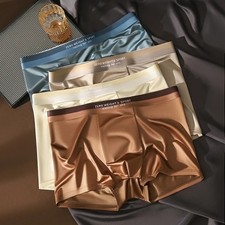 4/1 PCS Men's Ice Silk Underwear Breathable Boxer Shorts Seamless Soft Briefs picture