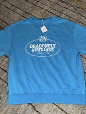 ZARA Classic Blue Graphic T Shirt NWT LARGE Horse Dragonfly State Lake picture