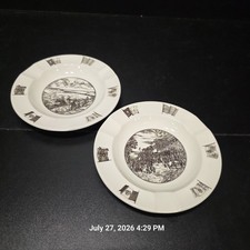 Wedgwood Texas Neiman Marcus Ashtrays Old Brownsville On The Trail Set of 2 picture