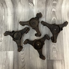 Vintage Harper Handy Caster Set Of 4 Tri Wheel Cast Iron Furniture Dollies picture