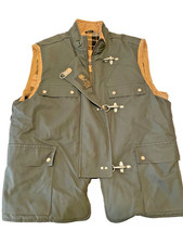 Vintage Fay EMA Vest Fireman Clasp Green Canvas w/Plaid Lining Men's Size Large picture