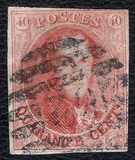BELGIUM 1861 SG15 Scott #12 No wmk, 17.25mm oval 40c red; also 10c 20c see desc. picture