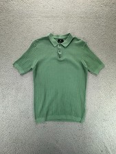 Vustra Polo Shirt Mens Small Sage Green Ribbed Knit Grandpacore Short Sleeve NWT picture