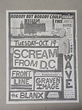 Vtg punk hardcore flyer - Scream, Front Line, Graven Image, The Blanx 8.5x11  picture