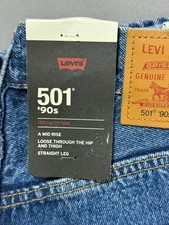 Levi's Premium 501 90s Mid Rise Women's 32x30 Relaxed Fit Straight Blue Jeans picture
