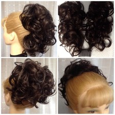 DM49 DIAMOND Curly Hair on 2 Bendable Wires UP-DO WEDDING Blonde Brown Red Black picture