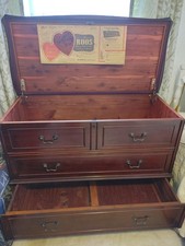 Vintage Roos Tall Sweetheart Red Mahogany Cedar Chest with Drawer picture