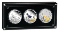 2027 LUNAR SERIES-3 YEAR OF THE Goat 1oz SILVER TRIO $1 3-coin Set 3oz-total picture
