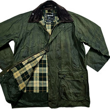 *HOT VTG Men's BARBOUR @ BORDER PARKA WAXED LINED SAGE GREEN COAT Jacket C44 XL picture