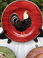 Vtg 1999 Sakura Warren Kimble Rooster Set Of 3 Salad Plates Farmhouse Folk Art picture
