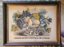 1872 Currier & Ives Fruits Harvest Proverbs 3:9 And With Thine Increase Scarce picture