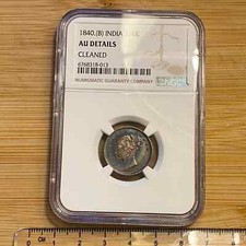 British India 1840 1/4 Rupee Queen Victoria AUNC RARE picture