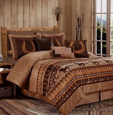 Chezmoi Collection 7-Piece Southwestern Wild Horses Comforter Set, Russet Brown picture