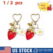 1/2Pcs Cute Cherry Strawberry Bag Charms Keychain Purse Accessories Charm Womens picture