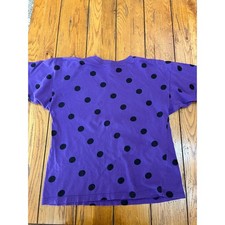 Vintage Donnkenny Club Purple Polka Dot T-Shirt Womens Medium Cotton Retro 90s picture
