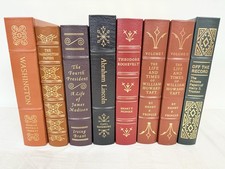 Easton Press Presidents 8 Book Lot Washington Madison Lincoln Roosevelt Taft Tru picture