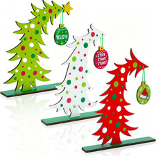 3 Pcs Christmas Decorations Wooden Table Centerpiece Christmas Tree Decor picture