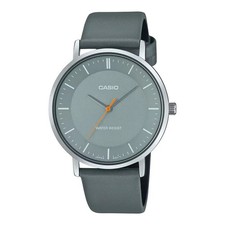 Casio Analog Gray Dial Men's Leather Strap Watch Casio MTP-VT04L-8EDF picture