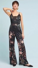 ANTHROPOLOGIE Adelyn Rae Rosanna Floral Black Jumpsuit in size Small picture