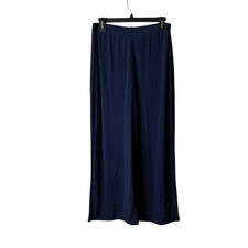 Chicos Travelers Navy Blue Liquid Slinky Knit Pull On Wide Leg Pants Large 2 picture