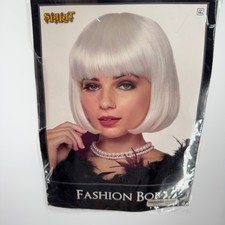 Spirit Halloween Fashion Bob Wig White Short Synthetic Hair Costume Accessory picture