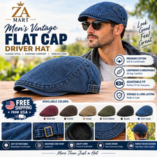 Men Vintage Flat Cap Driver Hat Adjustable Casual Golf Newsboy Unisex picture
