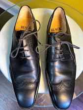 Saks Fifth Avenue Men's Black Leather Wingtip Oxford Lace-Up Dress Shoes 10.5 picture