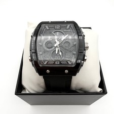 NEW INVICTA x ACTIVA Men's Tonneau Triple Black Skeletonized Dial Watch 45MM picture