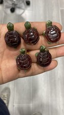 5pc Natural Red agate Quartz Carved Turtle crystal skull Reiki healing Gift picture