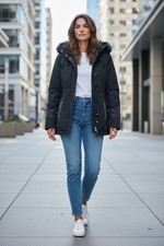 BOGNER Black FUR  Hooded Down Ski Jacket MRSP: $1,600 Women's SZ 10 EU 40 SEXY picture