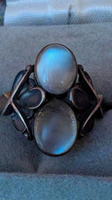925 Sterling Silver Double Oval Blue Moonstone Bezel Cocktail Ring Georg Jensen picture