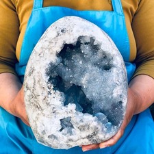 12.58LB Natural Blue Celestite Geode Quartz Crystal Mineral Specimen Healing picture