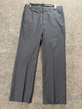 Vintage Farah Mens Pinstripe Wool Blend Dress Pants Navy Straight Leg Slacks picture
