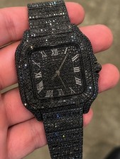 Iced Out VVS Simulated Black Diamond Stainless Steel Watch Pave Set Fully Iced picture