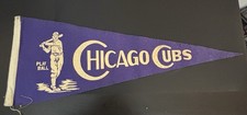 Antique Vintage 1940s Chicago Cubs Baseball Blue Felt Pennant Banner 28” picture