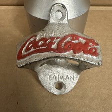 Vintage Silver Enjoy Coca-Cola Coke Wall Mount Bottle Opener Taiwan Marked NOS picture