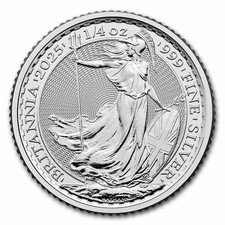 2025 Royal Mint Great Britain Britannia 1/4 oz Silver Coin - BU picture