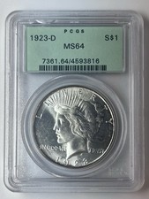 1923-D Peace Silver Dollar PCGS MS64 Old Green Holder picture