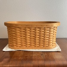 Longaberger Workload Basket Handwoven Storage Signed Wood Wicker USA Decor picture