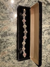 Vintage Taxco 925 Sterling Silver Floral Bracelet Multicolor Stones 8” 23g DG picture