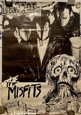 MISFITS ULTRA RARE ORIGINAL OOP VINTAGE 1980S BEWARE POSTER UK IMPORT DANZIG picture