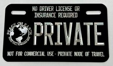 PRIVATE No Insurance Required Diamond Etched 7x4 MOTORCYCLE Tag License Plate picture