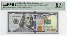 2017A $100 SAN FRANCISCO FRN. PMG SUPERB GEM Uncirculated 67 EPQ Banknote. picture