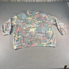 Vintage AOP Grandma Sweater Womens 3X Garden Floral Cottagecore Henley 90s XUte picture