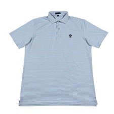 Peter Millar Crown Crafted Polo Mens Large Blue Striped 1924 Palm Golf Shirt picture